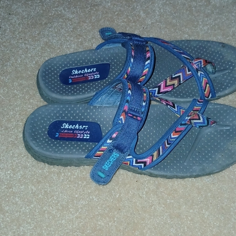 Skechers Outdoor Lifestyle Reggae BlueStrappy Toe Loop Sandals Women's 10. - Picture 3 of 8
